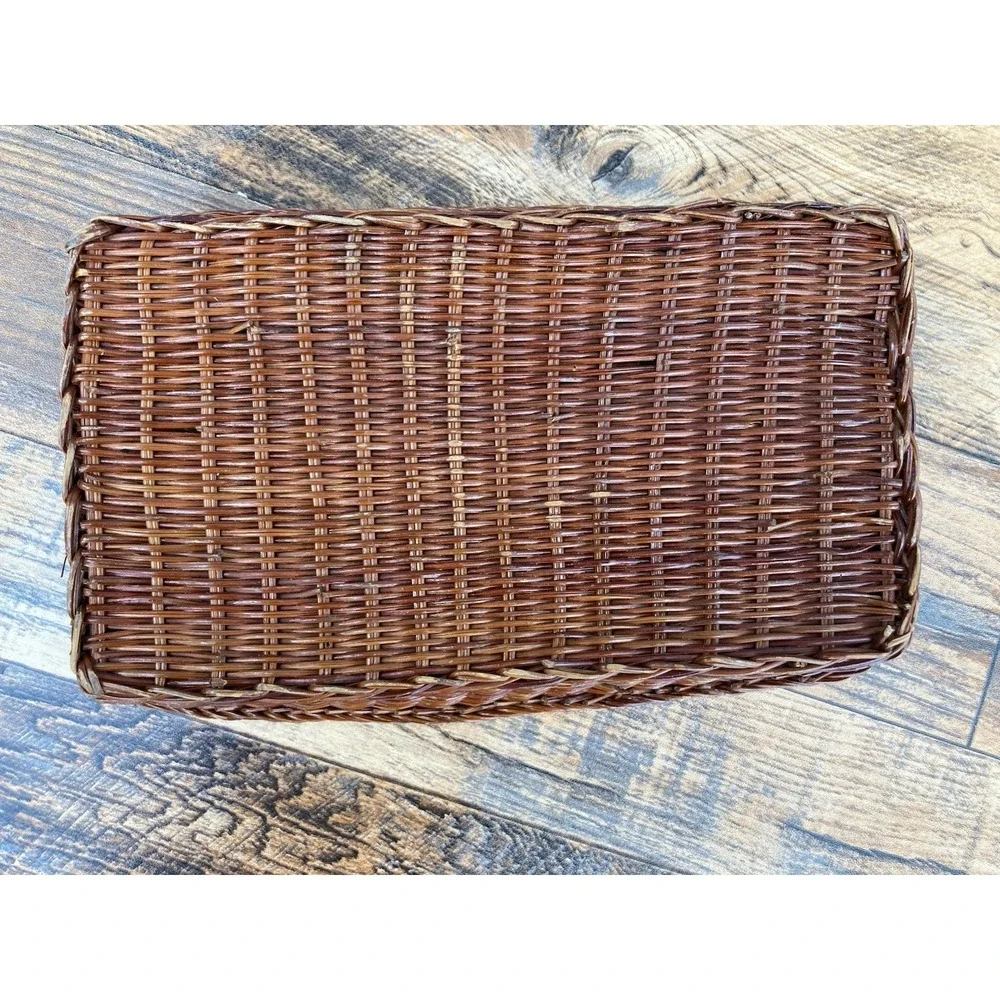 Small Brown Woven Wicker Organizer Basket Storage Tray 10